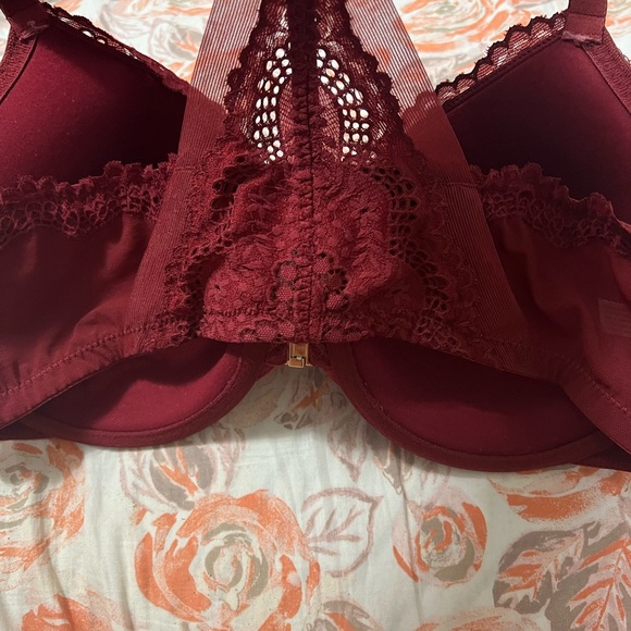 Women's Auden Front Hook Lace T-Back Red Bra Full Coverage Size 36DD - Picture 8 of 11